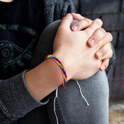 Pride Bracelet, 2Pcs Rainbow Bracelets, Adjustable Gay Pride Bracelet, Handmade Braided LGBTQ Bracelet, Pride Wrist Bands for Women Men Jewelry Gifts in Saudi Arabia