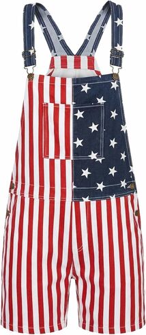 American Flag Overalls Men,Patriotic Printed 4th of July Jumpsuits for Men Funny Star Stripes Bib Romper Shorts in Saudi Arabia