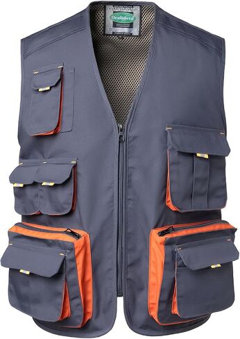 Mens Carpenter Work Vest Electric Tool Vest Workshop Multi Pocket Utility Vest in Saudi Arabia