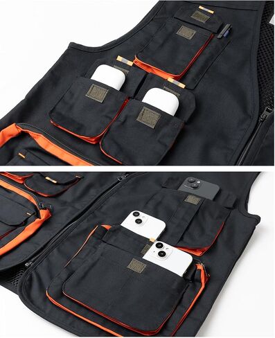Mens Carpenter Work Vest Electric Tool Vest Workshop Multi Pocket Utility Vest in Kuwait