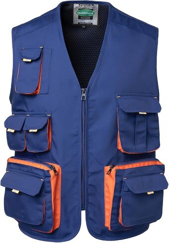 Mens Carpenter Work Vest Electric Tool Vest Workshop Multi Pocket Utility Vest in Kuwait