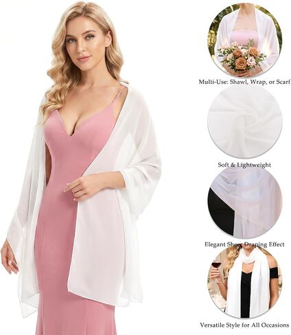 Ishua Chiffon Shawl Wraps for Women Soft Shawls and Wraps for Evening Dresses Formal Wedding Bridal Scarves in Saudi Arabia