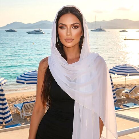 Ishua Chiffon Shawl Wraps for Women Soft Shawls and Wraps for Evening Dresses Formal Wedding Bridal Scarves in Saudi Arabia