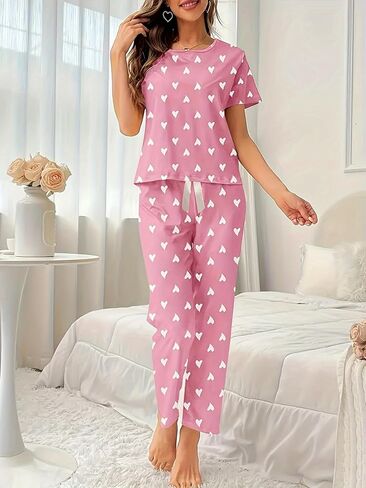 Women’s Pajamas Set Long Sleeve Button Down Pjs Sets 2 Piece Loungewear Cartoon Sleepwear Soft Sleepwear for Home in Kuwait