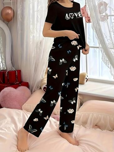 Women’s Pajamas Set Long Sleeve Button Down Pjs Sets 2 Piece Loungewear Cartoon Sleepwear Soft Sleepwear for Home in Kuwait