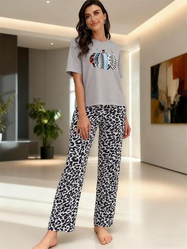 Women’s Pajamas Set Long Sleeve Button Down Pjs Sets 2 Piece Loungewear Cartoon Sleepwear Soft Sleepwear for Home in Kuwait