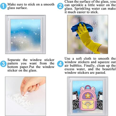 Whaline 6 Sheets Welcome Back to School Window Clings Smile Face Composition Notebook Window Decal Colorful Pastel Reusable Anti-Collision Glass Sticker for First Day of School Classroom Decor in Kuwait