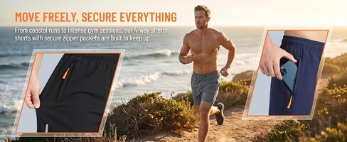 3Pack Men's Summer Stylish Sports Dual Zipper Design Quick-Dry Premium Ice-Silk Breathable Athletic Lightweight Stretch Fabric Elastic Waistband Fitness Running Beach Shorts Multicolor-3XL in Kuwait