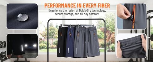 3Pack Men's Summer Stylish Sports Dual Zipper Design Quick-Dry Premium Ice-Silk Breathable Athletic Lightweight Stretch Fabric Elastic Waistband Fitness Running Beach Shorts Multicolor-3XL in Kuwait