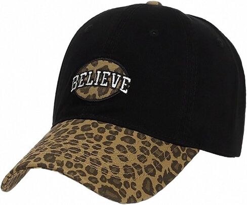 Women Washed Cotton Leopard Baseball Cap Hat Adjustable Sun Uv SPF UPF 50+ Dad Peaked Fashion Outdoor Spring Summer in Saudi Arabia
