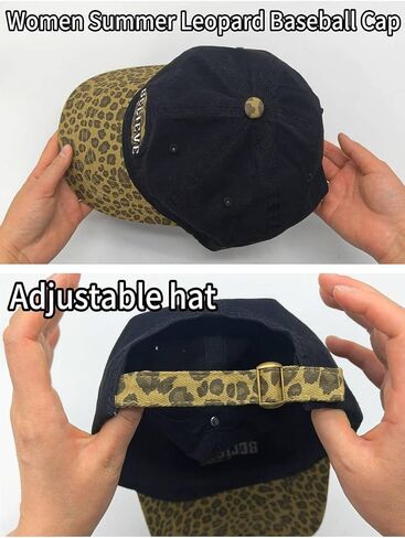 Women Washed Cotton Leopard Baseball Cap Hat Adjustable Sun Uv SPF UPF 50+ Dad Peaked Fashion Outdoor Spring Summer in Saudi Arabia