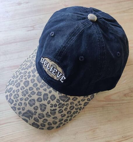 Women Washed Cotton Leopard Baseball Cap Hat Adjustable Sun Uv SPF UPF 50+ Dad Peaked Fashion Outdoor Spring Summer in Saudi Arabia