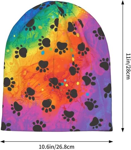 Colorful Dog Paw Print Beanie Chemo Hat Cancer Headwear Knitted Hats Baggy Slouchy Scarf Cap for Adults Women Men in Kuwait