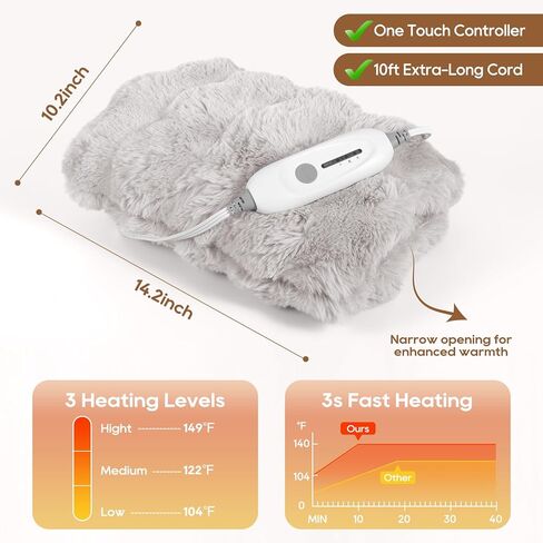 Double-Sided Heating Pad for Hands, Electric Hand Warmer for Fingers Arthritis, Heated Gloves Indoor Use, Hand Warmer Pouch for Women Men Hand Pain Relief, 3 Levels & Auto Off, Grey in Kuwait