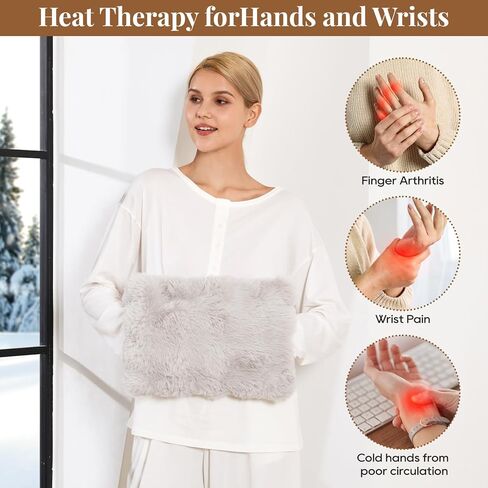 Double-Sided Heating Pad for Hands, Electric Hand Warmer for Fingers Arthritis, Heated Gloves Indoor Use, Hand Warmer Pouch for Women Men Hand Pain Relief, 3 Levels & Auto Off, Grey in Kuwait