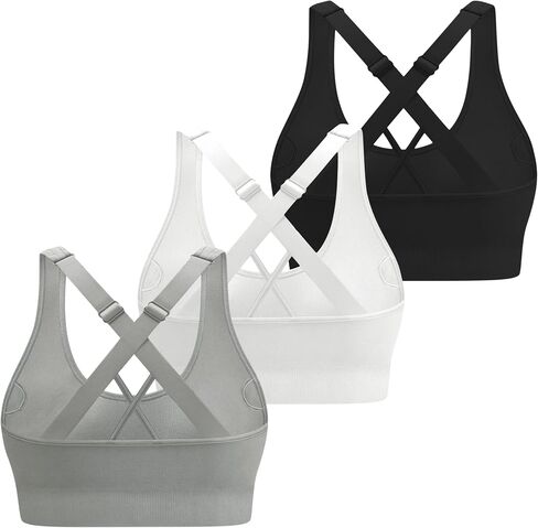 Criss Cross Strappy Sports Bras for Women Padded Medium Support Yoga Workout Gym Tops in Saudi Arabia