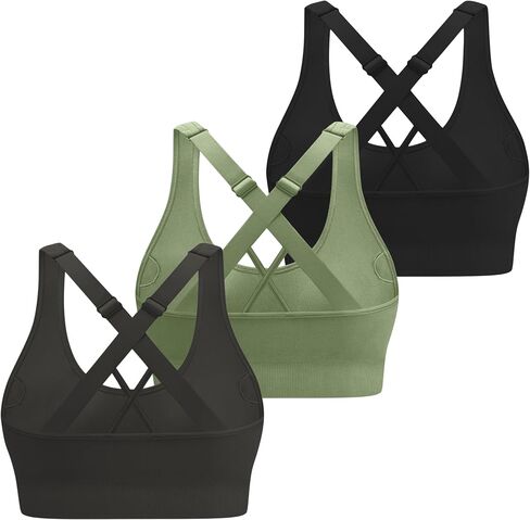 Criss Cross Strappy Sports Bras for Women Padded Medium Support Yoga Workout Gym Tops in Saudi Arabia