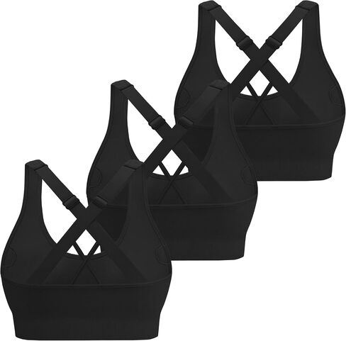 Criss Cross Strappy Sports Bras for Women Padded Medium Support Yoga Workout Gym Tops in Saudi Arabia