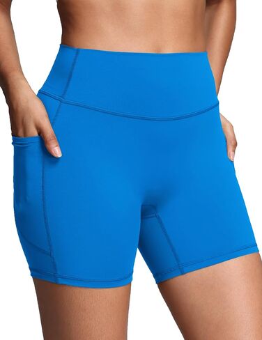 Olmlmt No Front Seam Biker Shorts with Pockets - High Waisted Womens Spandex Yoga Workout Shorts Booty Hidden Scrunch in Saudi Arabia