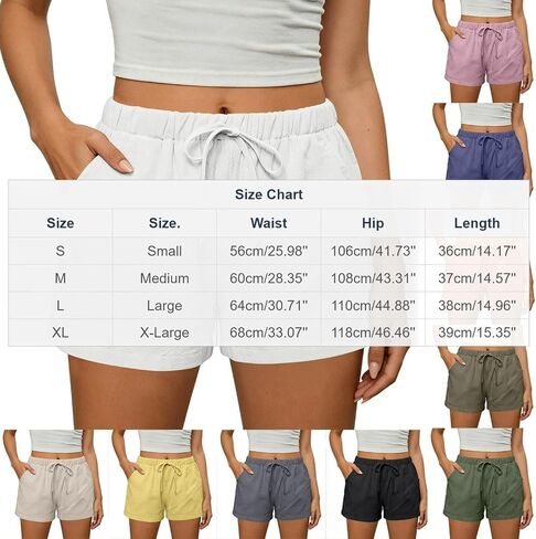 Summer Shorts for Women 2026 Trendy Elastic High Waisted Casual Linen Shorts Lightweight Cute Beach Vacation Outfits in Kuwait