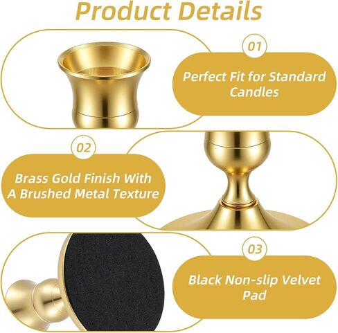 12PCS Brass Gold Taper Candle Holders Set, Vintage Metal Candlestick Holders for Wedding Table Centerpiece, Christmas, Dining & Home Decor in Saudi Arabia