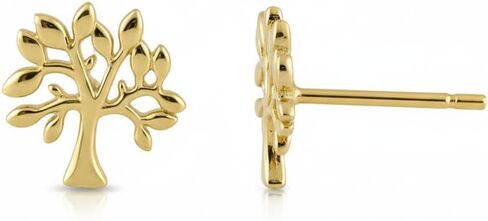 14K Solid Yellow Gold Dainty Celtic Tree of Life Stud Earrings - 0.23in (7mm x 6mm), for Women, Hypoallergenic, Nickel Free, Lightweight, Daily Wear, Secure Posts, Gift for Her in Saudi Arabia