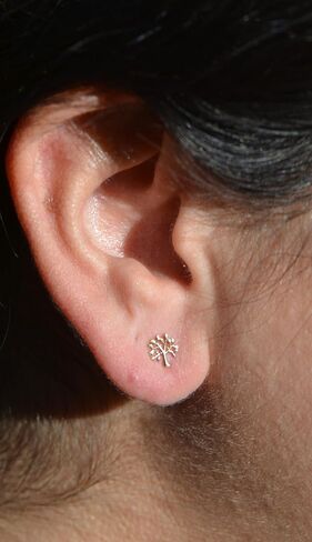 14K Solid Yellow Gold Dainty Celtic Tree of Life Stud Earrings - 0.23in (7mm x 6mm), for Women, Hypoallergenic, Nickel Free, Lightweight, Daily Wear, Secure Posts, Gift for Her in Saudi Arabia