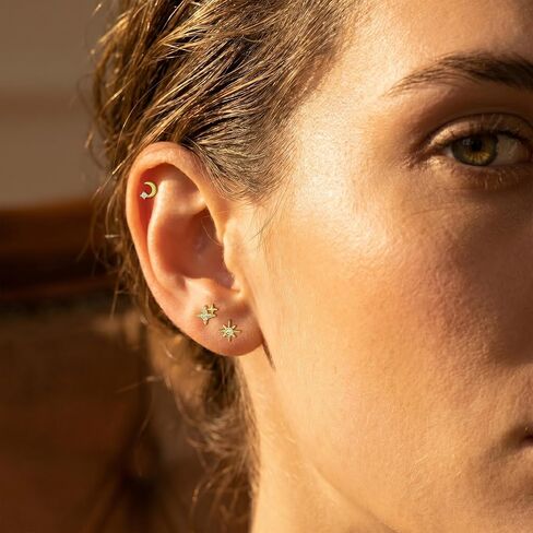 3Pairs 20G Flat Back Earrings for Women Hypoallergenic, 14K Gold Plated Small Flat Back Stud Earrings Cartilage Helix Gold Jewelry in Kuwait