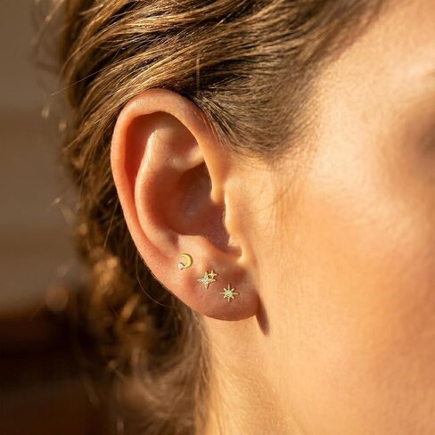 3Pairs 20G Flat Back Earrings for Women Hypoallergenic, 14K Gold Plated Small Flat Back Stud Earrings Cartilage Helix Gold Jewelry in Kuwait