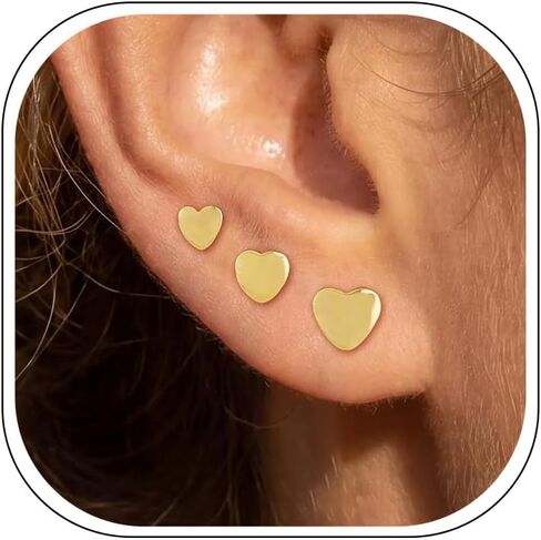 3Pairs 20G Flat Back Earrings for Women Hypoallergenic, 14K Gold Plated Small Flat Back Stud Earrings Cartilage Helix Gold Jewelry in Kuwait