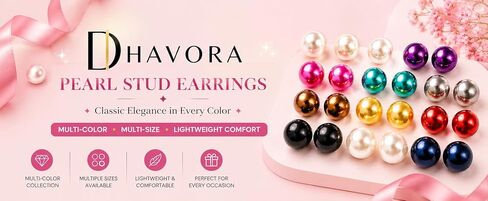 Colorful Pearl Stud Earrings Set for Women – Mixed Sizes 6mm, 8mm & 10mm – Glossy Round Faux Pearl Earrings, Multi-Color Pack, Lightweight Everyday Fashion Jewelry in Kuwait
