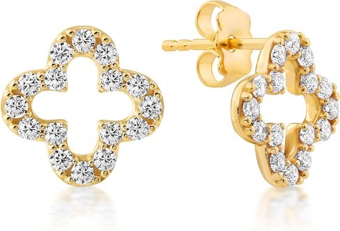 Princess Collection - "Cherish Love" - 12.8 mm Cubic Zirconia 22K Gold-Plated Stud Earrings For Sensitive Ears in Saudi Arabia
