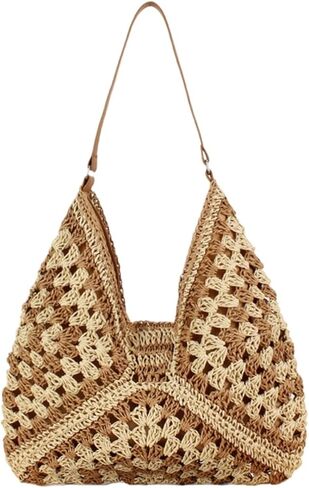 Raffia Knitted Handbags for Women Handmade Casual Beach Shoulder Bag Classic Fashion Woven Tote Bag in Saudi Arabia