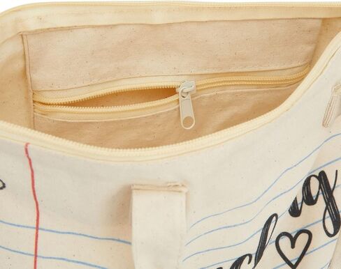 Sparkle and Bash Canvas Tote Bag - 14.5 x 15 x 6 In, Beige - Teacher Appreciation Tote Bag Teaching Is a Work of Heart Design for Teacher Supplies in Kuwait
