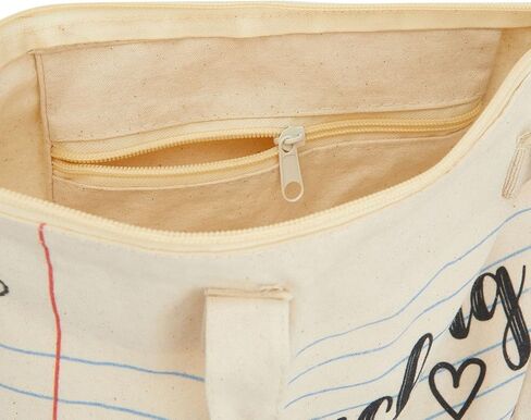 Sparkle and Bash Canvas Tote Bag - 14.5 x 15 x 6 In, Beige - Teacher Appreciation Tote Bag Teaching Is a Work of Heart Design for Teacher Supplies in Kuwait