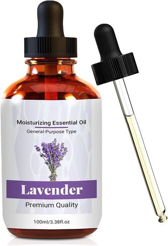 Pure Lavender Body Oil with Dropper & Hair Care, DIY Soaps & Candles (100ml, Lavender) in Saudi Arabia