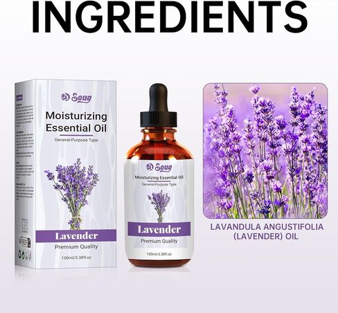 Pure Lavender Body Oil with Dropper & Hair Care, DIY Soaps & Candles (100ml, Lavender) in Saudi Arabia