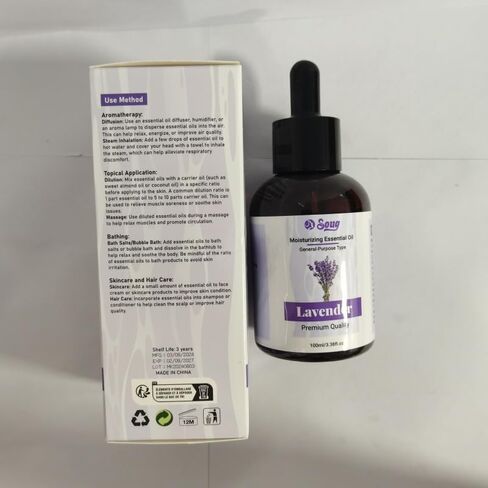 Pure Lavender Body Oil with Dropper & Hair Care, DIY Soaps & Candles (100ml, Lavender) in Saudi Arabia