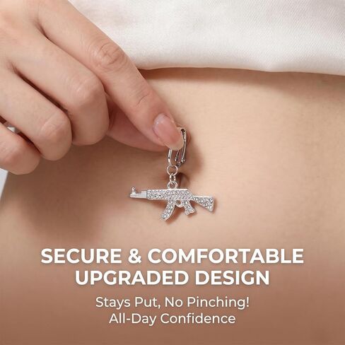 5 PCS Fake Belly Piercing for Women - Silver Fake Belly Button Piercing, Dangle Clip On Navel Ring, Faux Y2k Navel Ring Jewelry Set for Beach & Daily Glamour in Saudi Arabia
