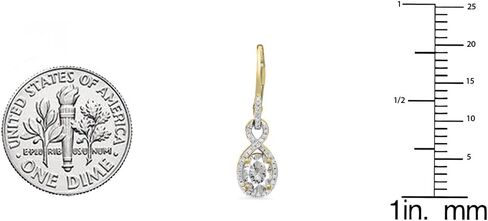 Dazzlingrock Collection 7X5mm Each Oval Lab Created Gemstone & Round Natural Diamond Dangling Drop Earrings, 14K Yellow Real Solid Gold in Kuwait