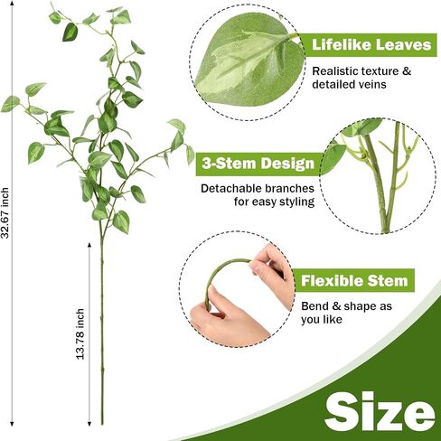 Giegxin 6 Pcs 31.5 Inch Artificial Eucalyptus Greenery Stems Faux Leaves Branches Fake Plants Spray for Wedding Centerpieces Vase Filler Home Kitchen Farmhouse Summer Decor Office Party Decoration in Kuwait
