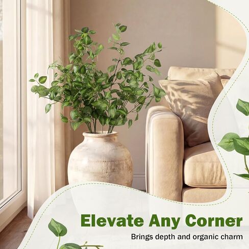 Giegxin 6 Pcs 31.5 Inch Artificial Eucalyptus Greenery Stems Faux Leaves Branches Fake Plants Spray for Wedding Centerpieces Vase Filler Home Kitchen Farmhouse Summer Decor Office Party Decoration in Kuwait