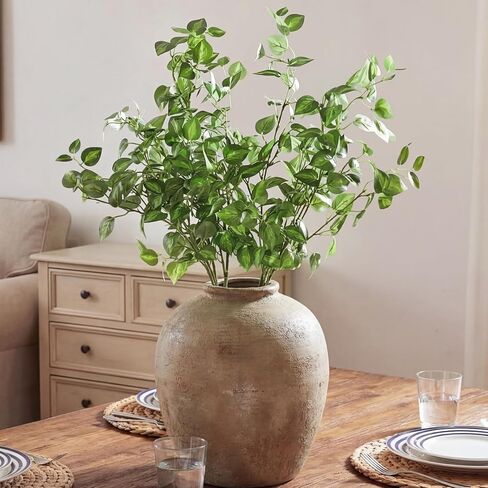 Giegxin 6 Pcs 31.5 Inch Artificial Eucalyptus Greenery Stems Faux Leaves Branches Fake Plants Spray for Wedding Centerpieces Vase Filler Home Kitchen Farmhouse Summer Decor Office Party Decoration in Kuwait