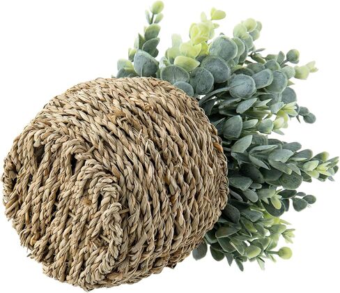 نبات منضدية من خشب البقس والأوكالبتوس الاصطناعي من MyGift في زارع الروطان المنسوج الريفي لديكور المنزل أو المكتب in Kuwait