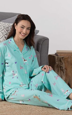 PajamaGram Womens Pajamas Soft Cotton - Dog Pajamas for Women, Blue, M, 8-10 in Kuwait