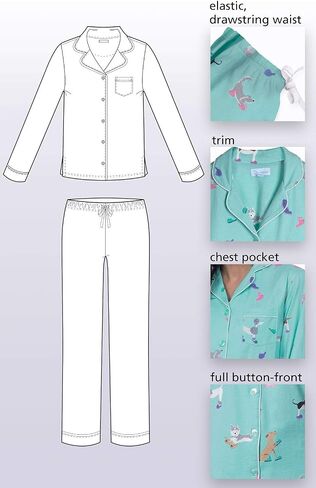 PajamaGram Womens Pajamas Soft Cotton - Dog Pajamas for Women, Blue, M, 8-10 in Kuwait