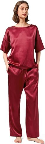 Mommesilk Silk Pajamas for Women Half Sleeve Washable 100% Real Mulberry Silk Pj Sets Sleep Summer in Saudi Arabia