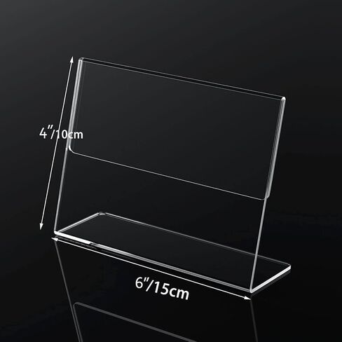 60 Pcs 4x6 Clear Acrylic Picture Frames Bulk – Horizontal L-Shaped Plastic Photo Sign Holders, Slanted Back Display Stand for Tabletop, Desktop, Flyer, Office, Home & Store Use in Saudi Arabia