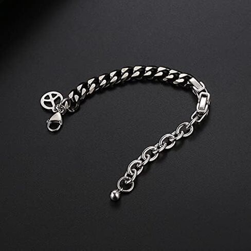 8 Inch Hip-Hop Silver Bracelets for Woman Chain Patchwork Bracelet Stainless Steel Cuban Link Chain Bracelets for Man and Woman for Birthday Graduation Jewelry Gifts, Adjustable Cuban Bracelets in Saudi Arabia