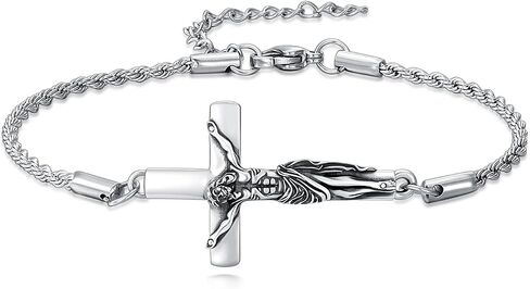 Saint Bracelet 925 Sterling Silver Christian Bracelet Patron Amulet Medal Religious Jewelry for Men Women in Kuwait